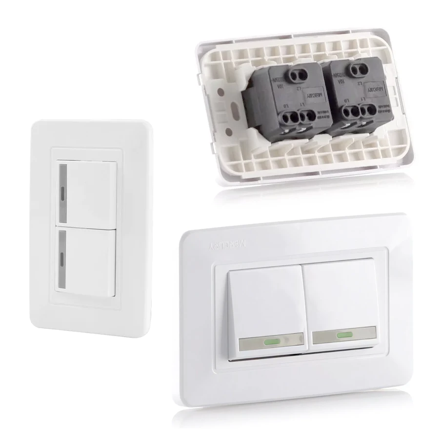 Interruptor Switcher Doble Pared Conmutable Color Blanco